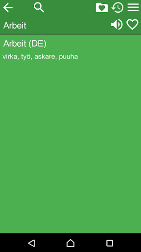 Finnish German Dictionary Screen 2