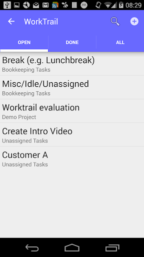 WorkTrail - Time Tracking Screen 2