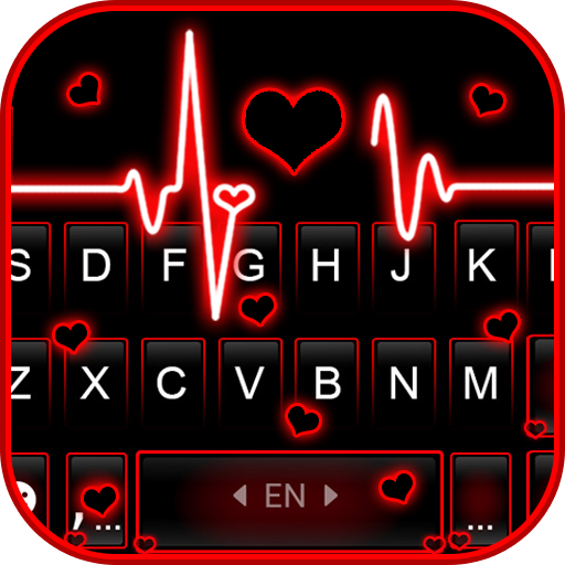 Neon Red Heartbeat Keyboard Theme