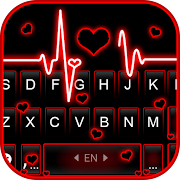 Neon Red Heartbeat Keyboard Theme