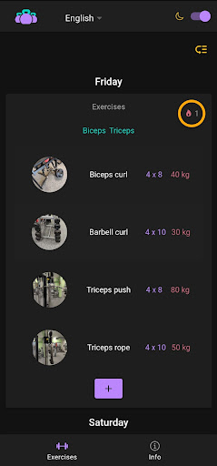 Android application Exercise Tracker screenshort