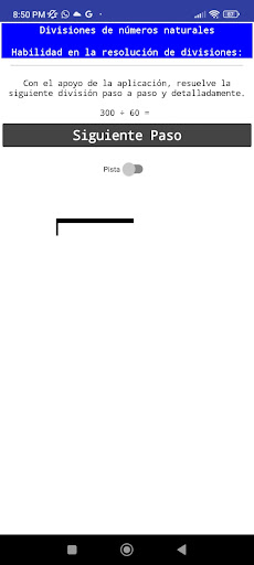 Android application Divisiones Paso a Paso screenshort