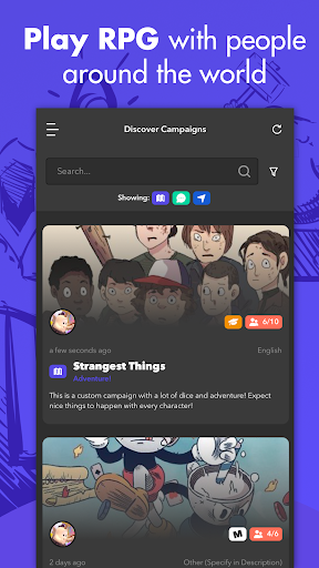 Android application mRPG - Chat app to play RPGs screenshort