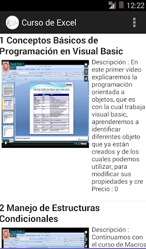 Android application Curso Macros Excel screenshort