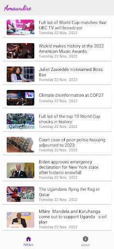 Android application Amawulire screenshort