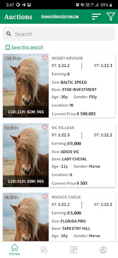Android application HarnessHorseAuction screenshort