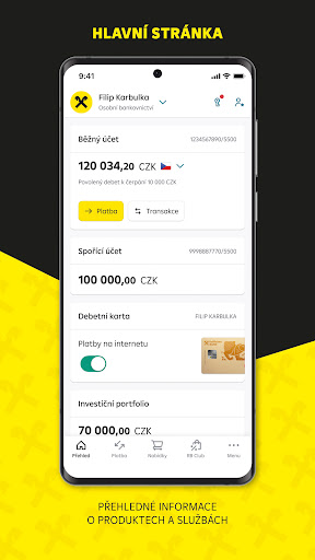 Android application Raiffeisen bankovnictví screenshort