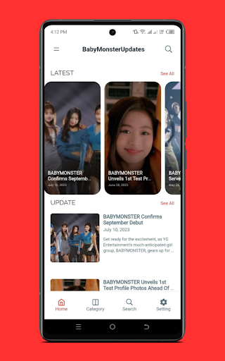 Android application BabyMonsterUpdates screenshort