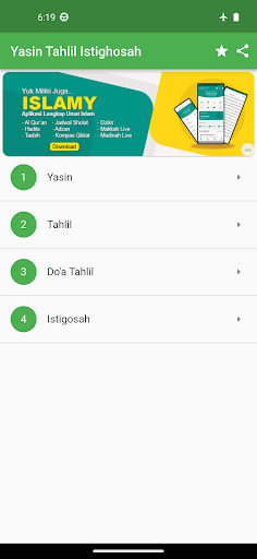 Android application Yasin Tahlil Istighosah NU screenshort