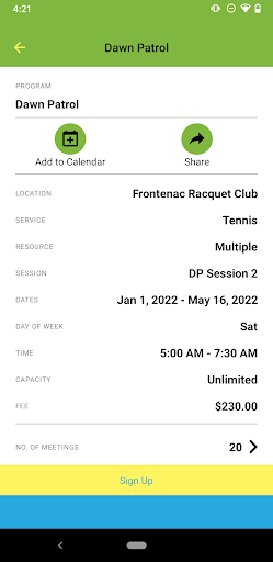 Frontenac Family of Clubs Screen 2