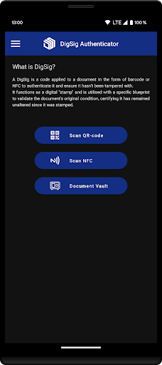 Android application DigSig Authenticator screenshort
