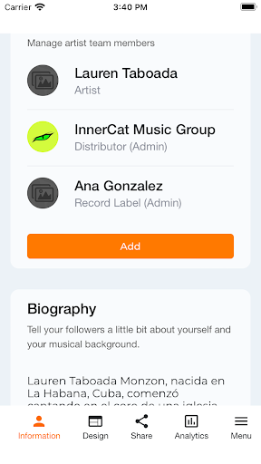 Play & Follow for Artists Screen 3