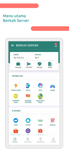 Android application Berkah Server -Agen Pulsa PPOB screenshort