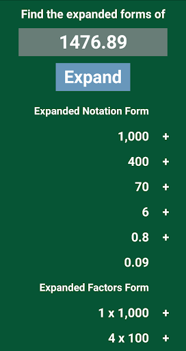 Expanded forms of a number Screen 2