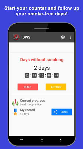 Android application DWS: Anti-smoking counter screenshort