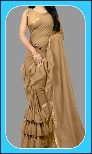 Women Fashion Ruffle Sarees Screen 2