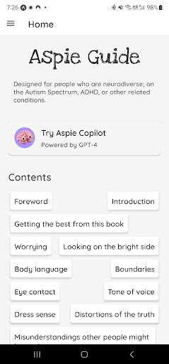 Aspie Guide: GPT-4 Therapy Bot Screen 3