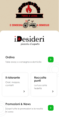 Android application Pizzeria iDesideri screenshort