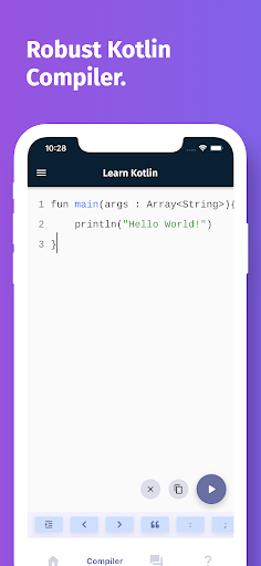 Screenshot of Learn Kotlin Coding, KotlinPad