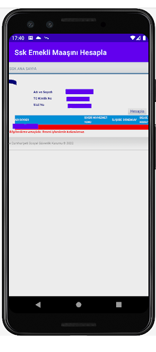 Android application Ssk Emekli Maaş Hesaplama screenshort