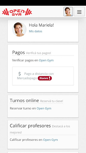 Android application Open Gym screenshort
