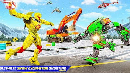 Snow Excavator Robot Car Games