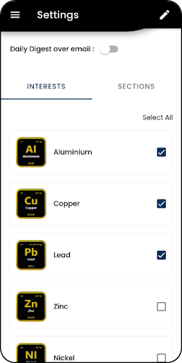 Android application Metal Intelligence Centre screenshort