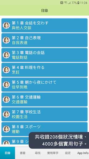 臨時需要的一句話, 日語會話辭典4000句, 繁體中文版 Screen 2