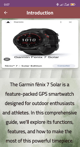 Android application Garmin fēnix 7 Solar guide screenshort