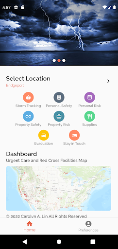 Android application SAFER - Storm Safety screenshort