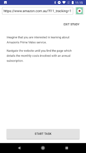 Android application Loop11 User Testing screenshort