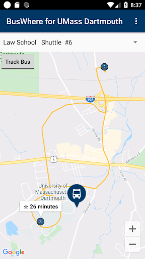 Android application BusWhere for UMass Dartmouth screenshort