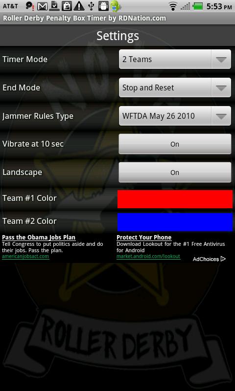 Android application Roller Derby Penalty Timer screenshort