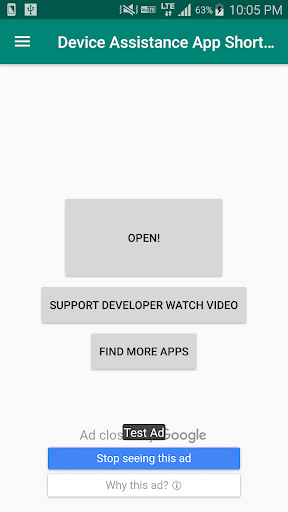 Device Assistance App Shortcut Screen 2