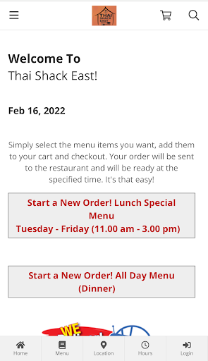 Android application Thai Shack East screenshort