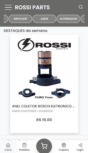 Android application Rossi Parts screenshort