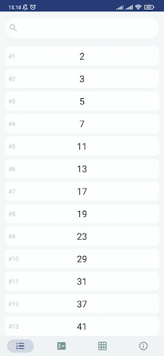 Android application Prime Numbers screenshort
