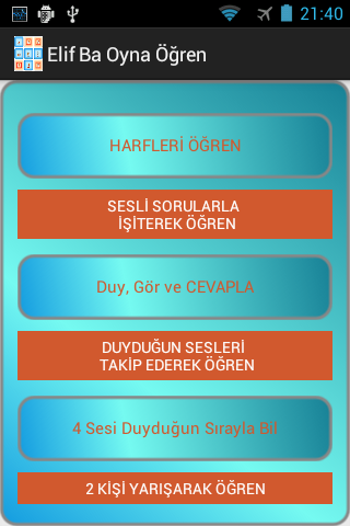 Android application Elif Ba Oynayarak Öğren Sesli screenshort