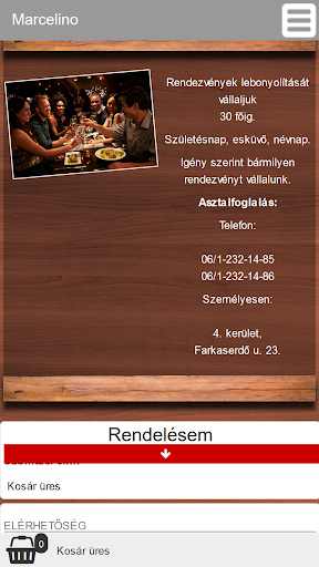 Android application Marcelino Pizzéria és Étterem screenshort