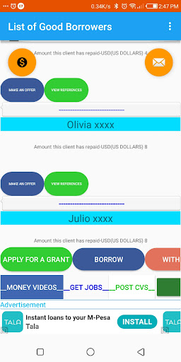 Android application Loans and credit screenshort