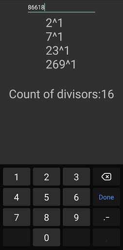 Android application Prime Factors screenshort