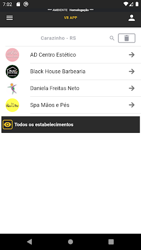 Android application V8 App p/ Treinamentos screenshort