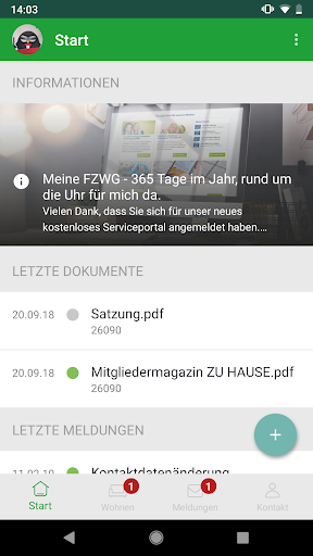 Android application Meine FZWG – Serviceportal screenshort