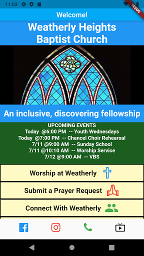 Android application Weatherly Heights Bap Church screenshort