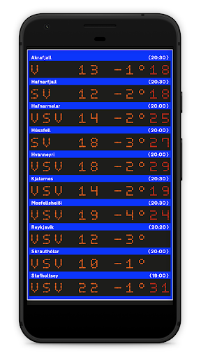 Android application Veðrið screenshort