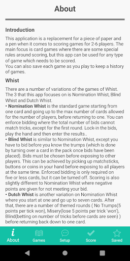 Android application Whist Scorer screenshort