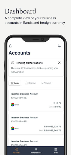 Android application Investec Business Banking screenshort