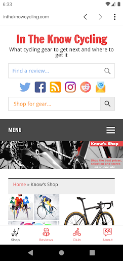 Android application In The Know Cycling screenshort