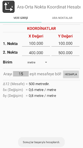 Android application Ara-Orta Nokta Koordinat Hesab screenshort