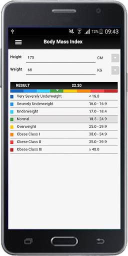 Android application BMI Calculator screenshort